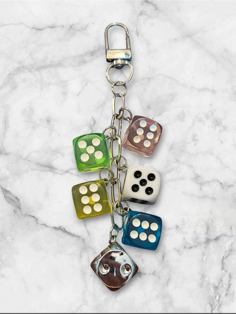 Colorful Dice Charm Keychain - Multicolor Women Accessories